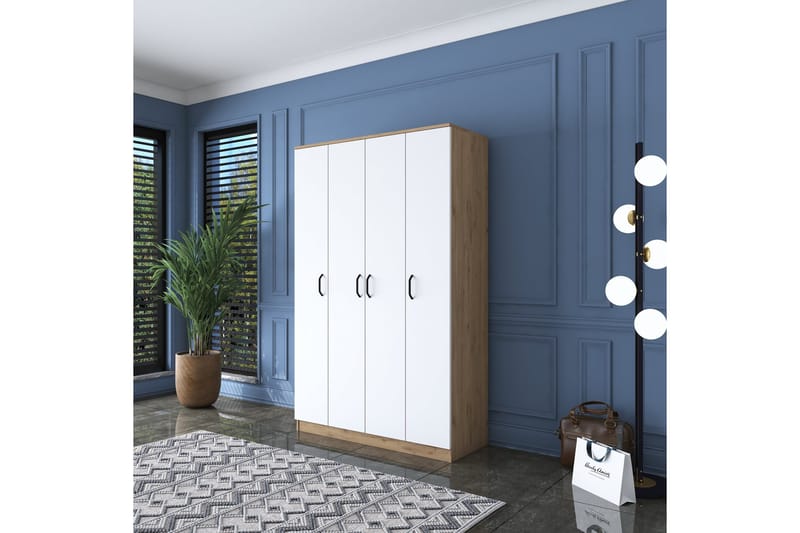 Jaioni Garderobeskap 120x190,8 cm Brun/Hvit - Hanah Home - Oppbevaring - Klesoppbevaring - Garderober & garderobesystem