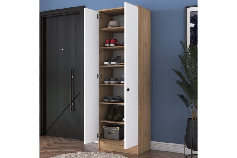 Hooda Garderobeskap 59,8x182,8 cm Brun/Hvit - Hanah Home - Oppbevaring - Klesoppbevaring - Garderober & garderobesystem