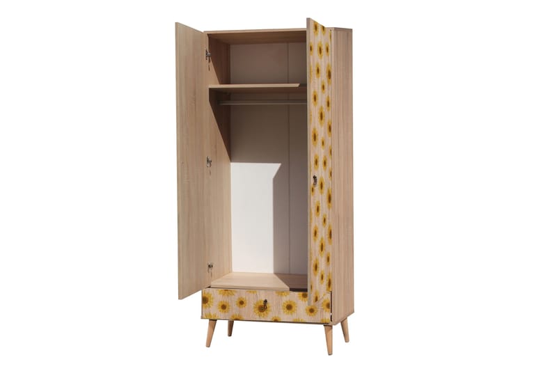 Bertoaria Garderobe 80x190 cm Brun - Hanah Home - Oppbevaring - Klesoppbevaring - Garderober & garderobesystem