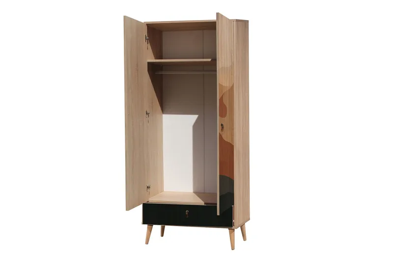 Bertoaria Garderobe 80x190 cm Brun - Hanah Home - Oppbevaring - Klesoppbevaring - Garderober & garderobesystem