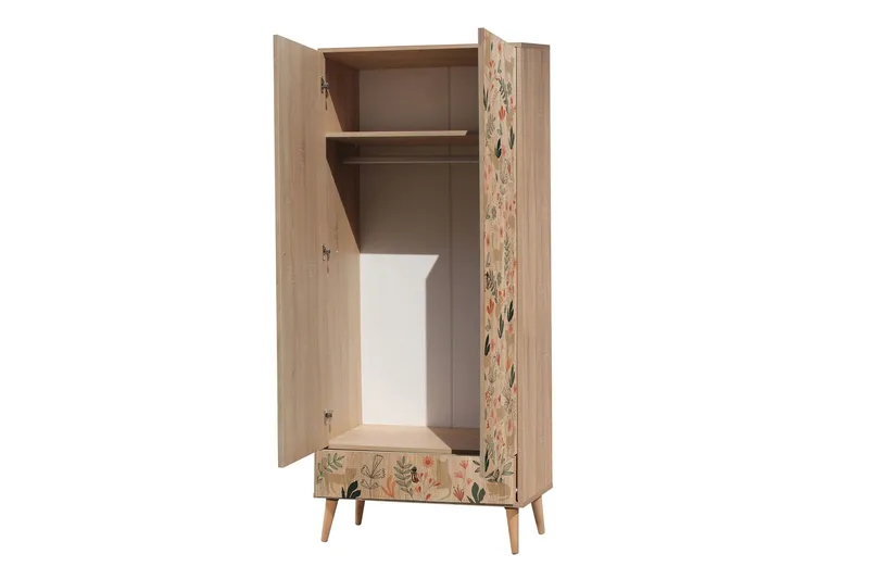 Bertoaria Garderobe 80x190 cm Brun - Hanah Home - Oppbevaring - Klesoppbevaring - Garderober & garderobesystem