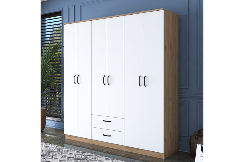 Jahani Garderobeskap 180x190,8 cm Brun/Hvit - Hanah Home - Oppbevaring - Klesoppbevaring - Garderober & garderobesystem