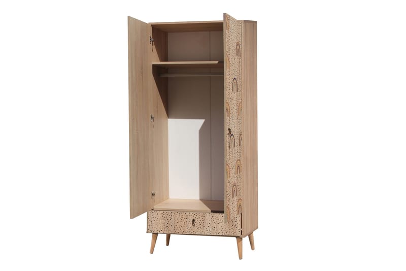 Bertoaria Garderobe 80x190 cm Brun - Hanah Home - Oppbevaring - Klesoppbevaring - Garderober & garderobesystem