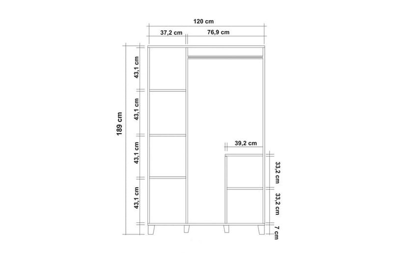Leva Garderobe 120x189 cm Brun/Hvit - Hanah Home - Oppbevaring - Klesoppbevaring - Garderober & garderobesystem