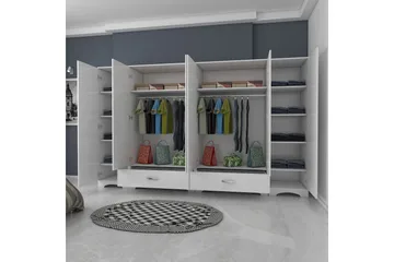 Jaitun Garderobeskap 243x181 cm Hvit - Hanah Home - Oppbevaring - Klesoppbevaring - Garderober & garderobesystem