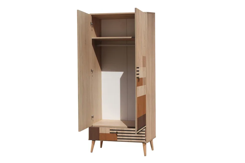 Bertoaria Garderobe 80x190 cm Brun - Hanah Home - Oppbevaring - Klesoppbevaring - Garderober & garderobesystem