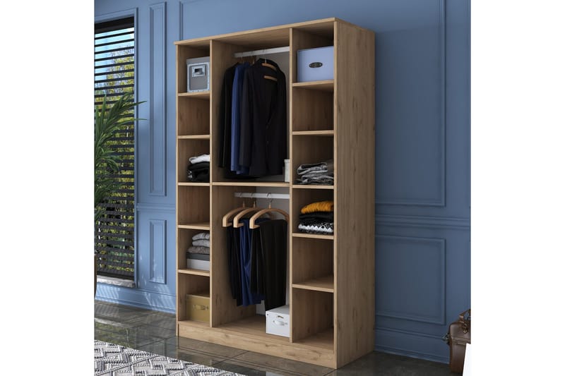 Jaioni Garderobeskap 120x190,8 cm Brun/Hvit - Hanah Home - Oppbevaring - Klesoppbevaring - Garderober & garderobesystem