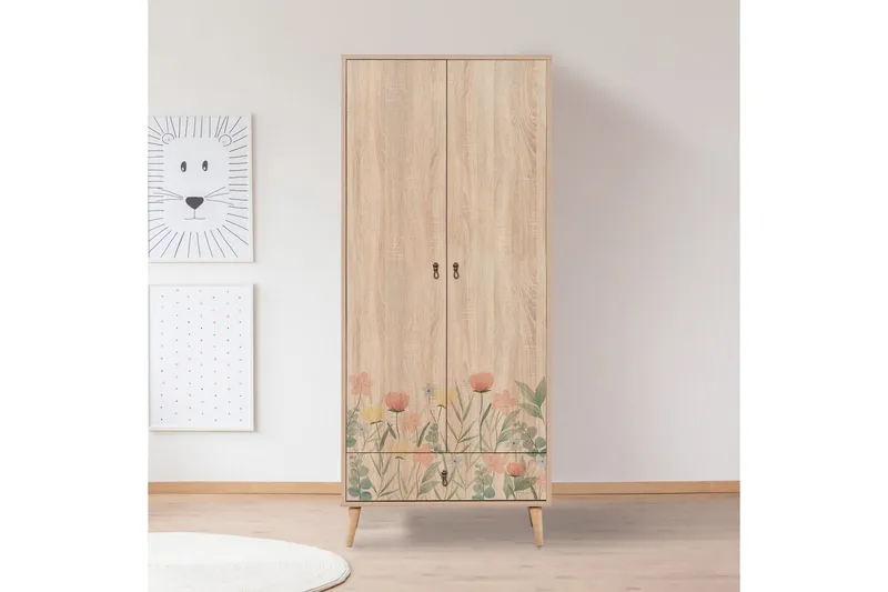 Bertoaria Garderobe 80x190 cm Brun - Hanah Home - Oppbevaring - Klesoppbevaring - Garderober & garderobesystem
