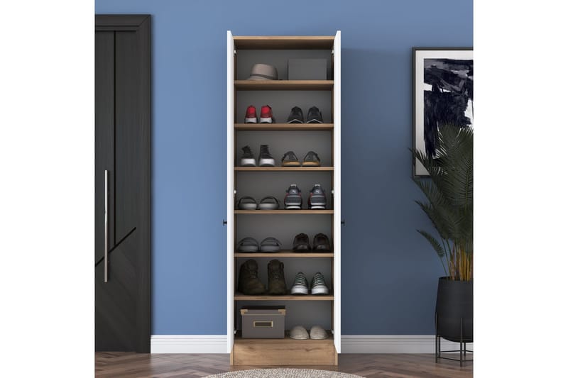 Hooda Garderobeskap 59,8x182,8 cm Brun/Hvit - Hanah Home - Oppbevaring - Klesoppbevaring - Garderober & garderobesystem