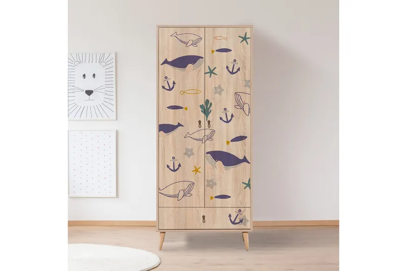 Bertoaria Garderobe 80x190 cm Brun - Hanah Home - Oppbevaring - Klesoppbevaring - Garderober & garderobesystem