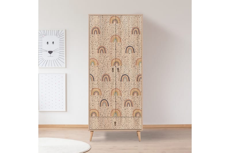 Bertoaria Garderobe 80x190 cm Brun - Hanah Home - Oppbevaring - Klesoppbevaring - Garderober & garderobesystem