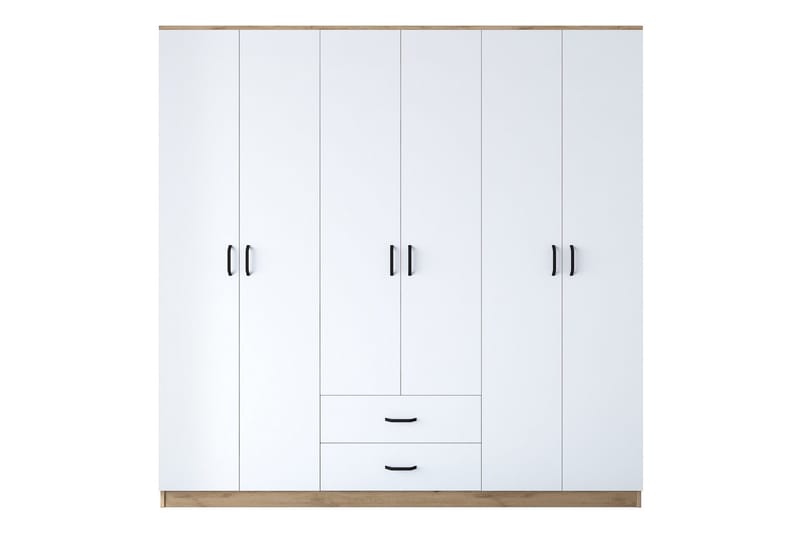 Jagdesh Garderobeskap 210x210 cm Brun/Hvit - Hanah Home - Oppbevaring - Klesoppbevaring - Garderober & garderobesystem