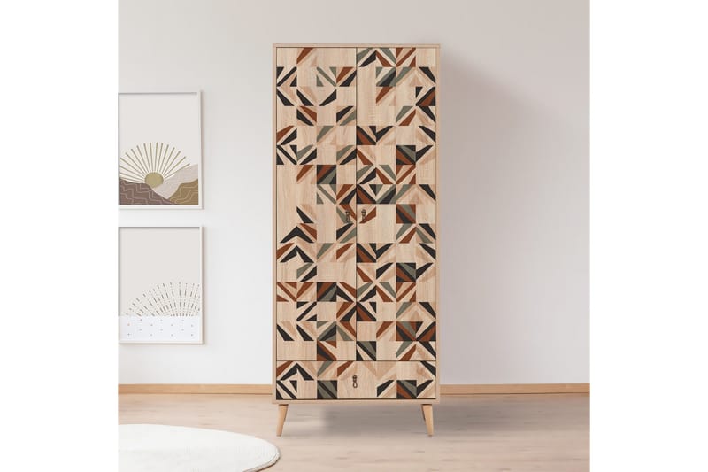 Bertoaria Garderobe 80x190 cm Brun - Hanah Home - Oppbevaring - Klesoppbevaring - Garderober & garderobesystem