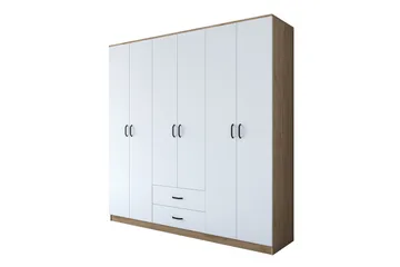 Jagdesh Garderobeskap 210x210 cm Brun/Hvit - Hanah Home - Oppbevaring - Klesoppbevaring - Garderober & garderobesystem