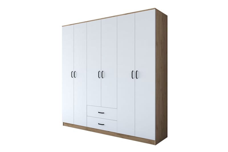 Jagdesh Garderobeskap 210x210 cm Brun/Hvit - Hanah Home - Oppbevaring - Klesoppbevaring - Garderober & garderobesystem