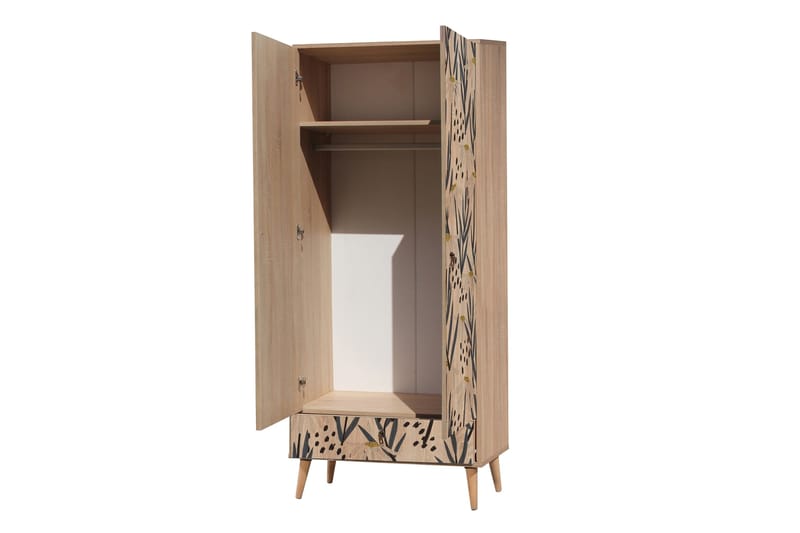 Bertoaria Garderobe 80x190 cm Brun - Hanah Home - Oppbevaring - Klesoppbevaring - Garderober & garderobesystem