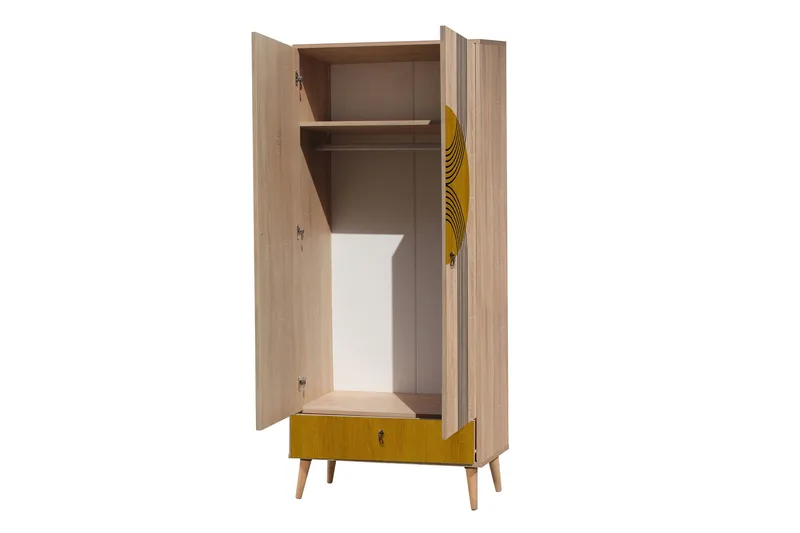 Bertoaria Garderobe 80x190 cm Brun - Hanah Home - Oppbevaring - Klesoppbevaring - Garderober & garderobesystem