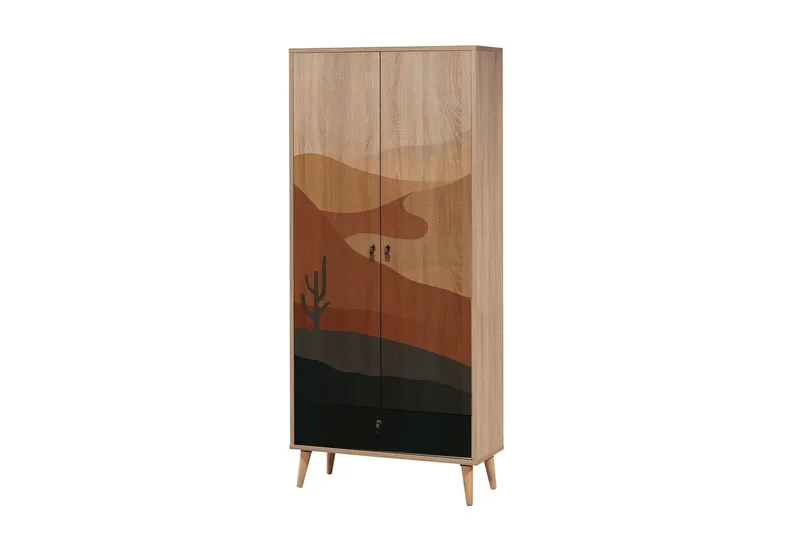 Bertoaria Garderobe 80x190 cm Brun - Hanah Home - Oppbevaring - Klesoppbevaring - Garderober & garderobesystem