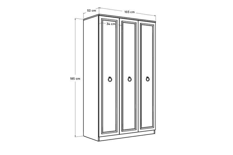 Ajra Garderobe 103x185 cm Hvit - Hanah Home - Oppbevaring - Klesoppbevaring - Garderober & garderobesystem