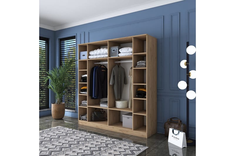 Jaidul Garderobeskap 180x190,8 cm Brun/Hvit - Hanah Home - Oppbevaring - Klesoppbevaring - Garderober & garderobesystem