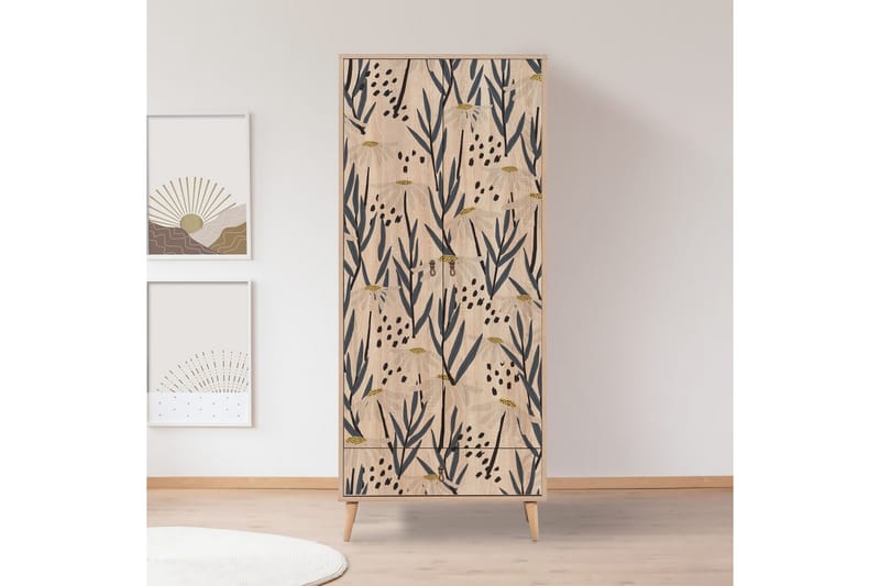 Bertoaria Garderobe 80x190 cm Brun - Hanah Home - Oppbevaring - Klesoppbevaring - Garderober & garderobesystem