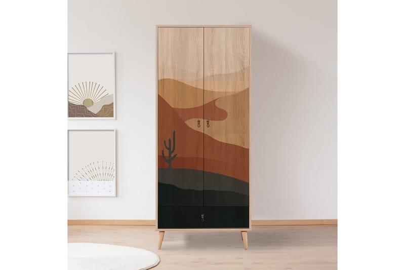 Bertoaria Garderobe 80x190 cm Brun - Hanah Home - Oppbevaring - Klesoppbevaring - Garderober & garderobesystem