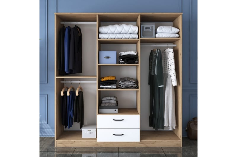 Jahani Garderobeskap 180x190,8 cm Brun/Hvit - Hanah Home - Oppbevaring - Klesoppbevaring - Garderober & garderobesystem