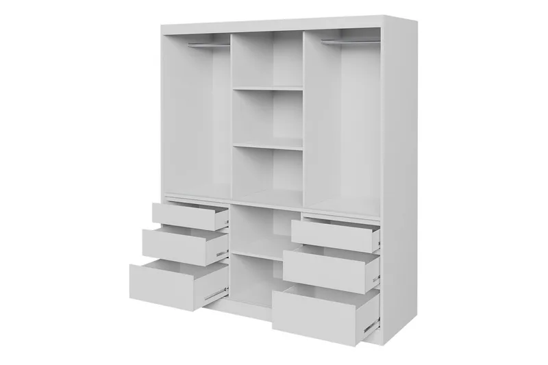 Abricot Garderobe med Speil 180x216x65 cm - Svart - Oppbevaring - Klesoppbevaring - Garderober & garderobesystem