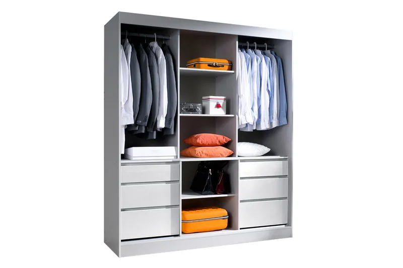 Abricot Garderobe med Speil 180x216x65 cm - Svart - Oppbevaring - Klesoppbevaring - Garderober & garderobesystem
