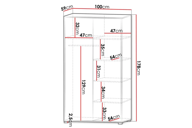 Agawal Garderob 100x178 cm - Brun - Oppbevaring - Klesoppbevaring - Garderober & garderobesystem