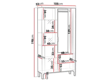 Aggarwal Garderobeskap med Speil 105 cm - Oppbevaring - Klesoppbevaring - Garderober & garderobesystem