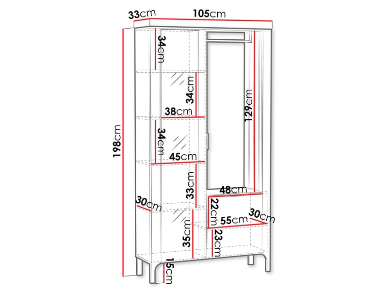 Aggarwal Garderobeskap med Speil 105 cm - Oppbevaring - Klesoppbevaring - Garderober & garderobesystem