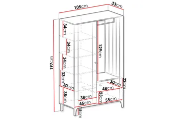 Aggarwal Garderobeskap med Speil 105x197 cm - Beige - Oppbevaring - Klesoppbevaring - Garderober & garderobesystem
