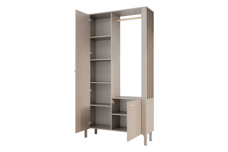 Aggarwal Garderobeskap med Speil 105x197 cm - Beige - Oppbevaring - Klesoppbevaring - Garderober & garderobesystem