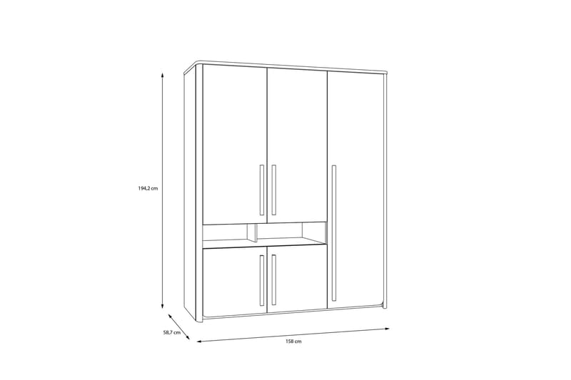 Ahmetbay Garderobe 59x158 cm - Grå/Brun - Oppbevaring - Klesoppbevaring - Garderober & garderobesystem