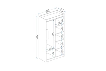 Akser Garderobe 90x180 cm - Hvit - Oppbevaring - Klesoppbevaring - Garderober & garderobesystem