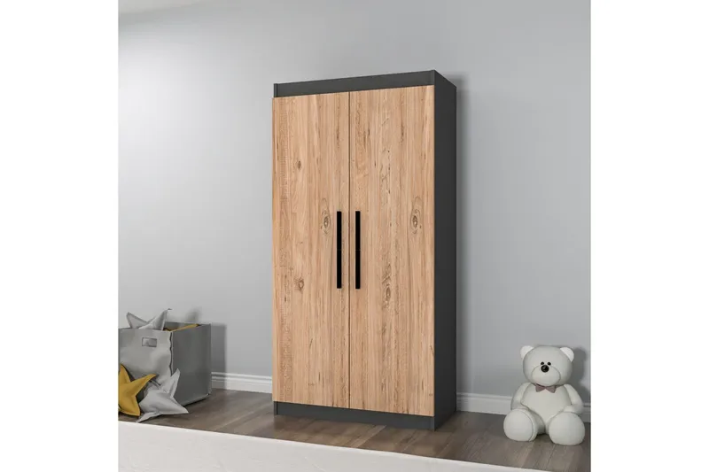 Akser Garderobe 90x180 cm - Natur/Antrasitt - Oppbevaring - Klesoppbevaring - Garderober & garderobesystem