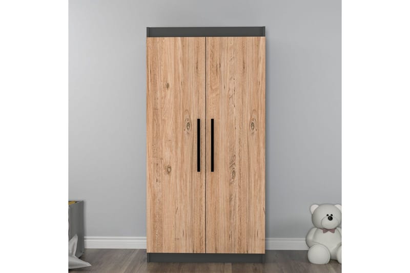Akser Garderobe 90x180 cm - Natur/Antrasitt - Oppbevaring - Klesoppbevaring - Garderober & garderobesystem