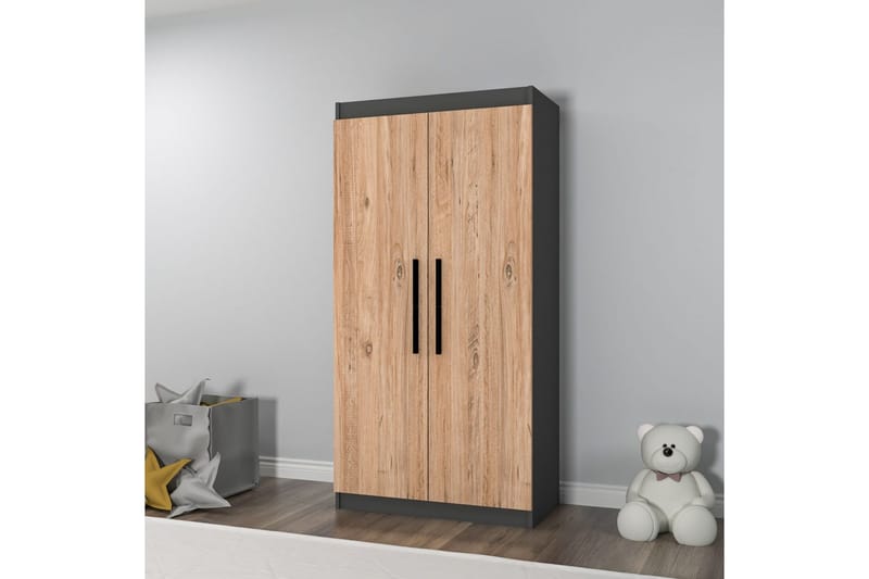 Akser Garderobe 90x180 cm - Natur/Antrasitt - Oppbevaring - Klesoppbevaring - Garderober & garderobesystem
