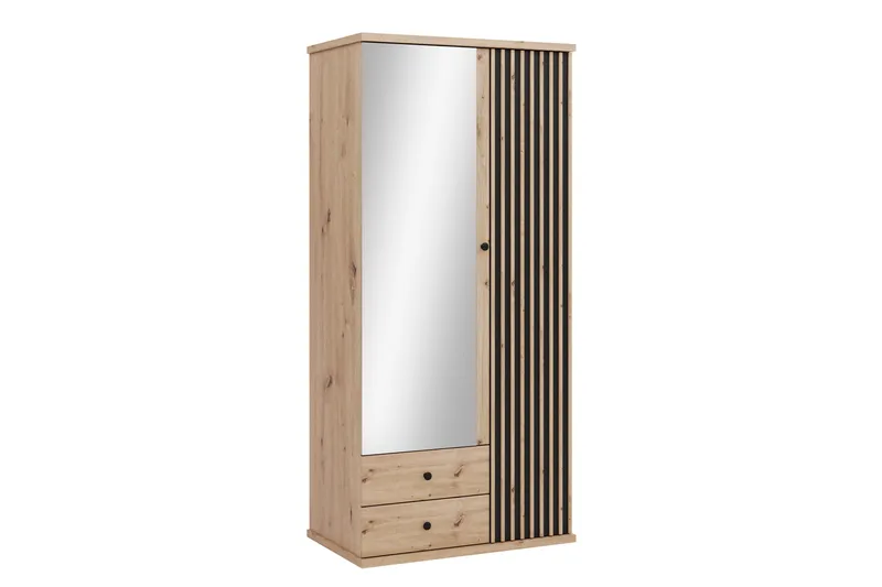 Aldbrough Garderobeskap med Speil 100x213 cm, Brun / Svart