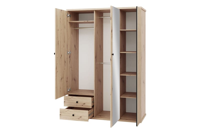 Aldbrough Garderobeskap med Speil 150x213 cm - Brun / Svart - Oppbevaring - Klesoppbevaring - Garderober & garderobesystem
