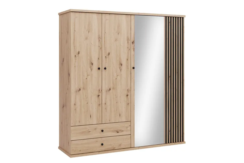 Aldbrough Garderobeskap med Speil 200x213 cm - Brun / Svart - Oppbevaring - Klesoppbevaring - Garderober & garderobesystem