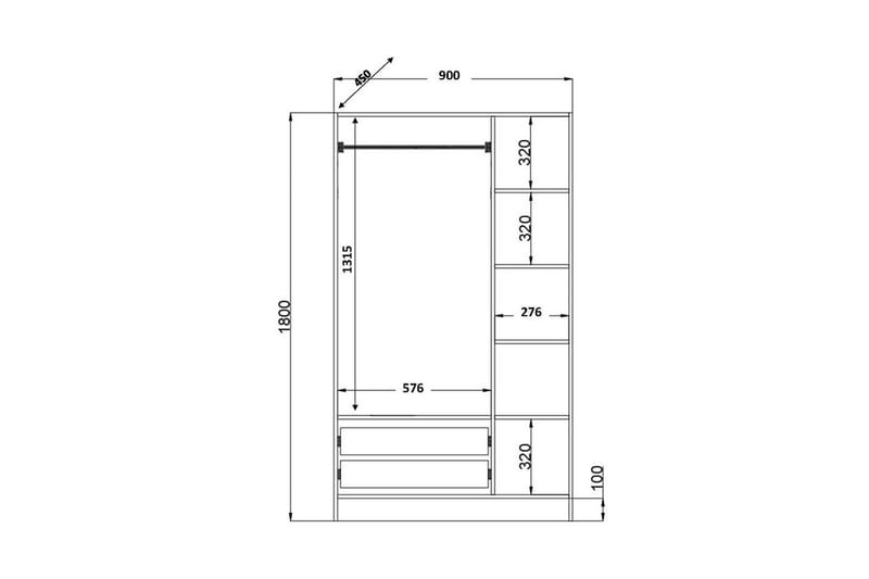 Alven Garderobe 90x180 cm - Matt Hvit - Oppbevaring - Klesoppbevaring - Garderober & garderobesystem