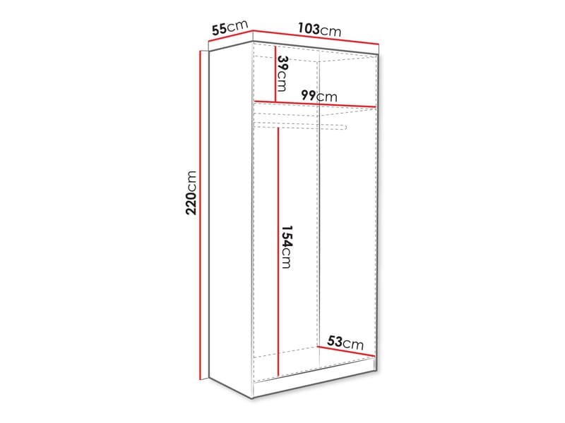 Amelus Garderobeskap 103x220 cm - Brun/Svart - Oppbevaring - Klesoppbevaring - Garderober & garderobesystem