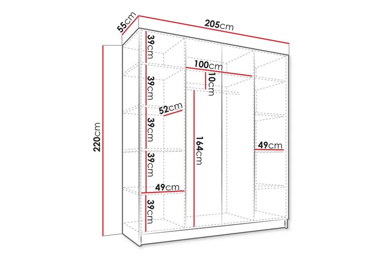 Amelus Garderobeskap 205x220 cm - Brun - Oppbevaring - Klesoppbevaring - Garderober & garderobesystem