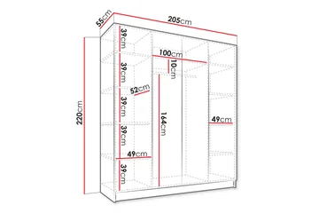 Amelus Garderobeskap 205x220 cm - Brun - Oppbevaring - Klesoppbevaring - Garderober & garderobesystem