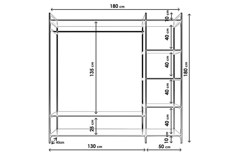 Amerbach Garderobe 100x40 cm - Hvit - Oppbevaring - Klesoppbevaring - Garderober & garderobesystem