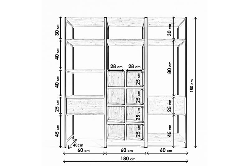 Amerbach Garderobe 180x40 cm - Natur - Oppbevaring - Klesoppbevaring - Garderober & garderobesystem