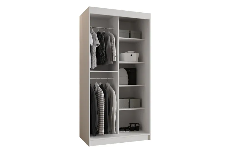 Amira Garderobe med Speil 100x200 cm i Malt Tre - Beige - Oppbevaring - Klesoppbevaring - Garderober & garderobesystem