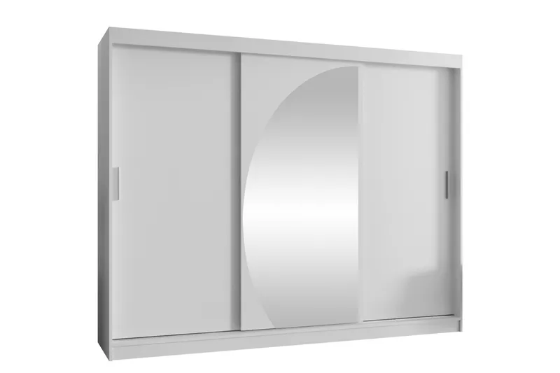 Amira Garderobe med Speil 250x200 cm i Malt Tre, Hvit